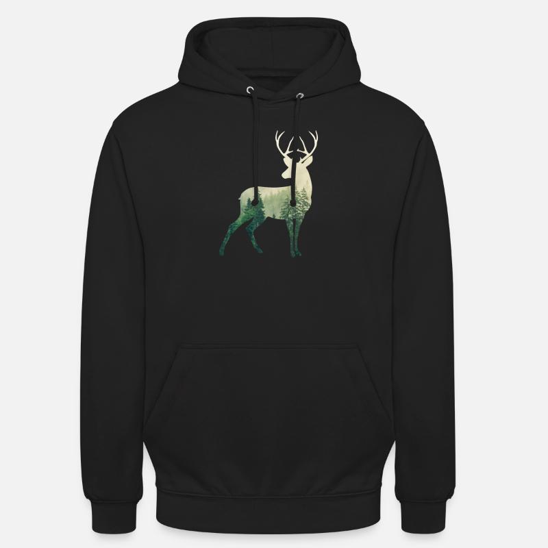 Cerf - Sweat-shirt à capuche unisexe - noir