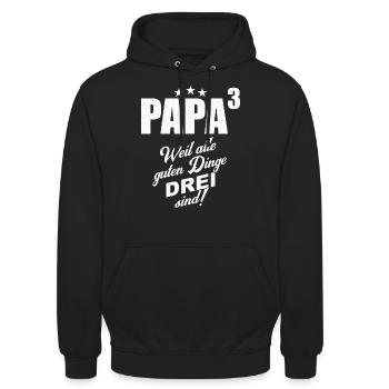 Papa Drillinge Weil alle guten Dinge drei sind - Unisex Hoodie - Schwarz - Vorne - Alina (178cm) & Michal (187cm)