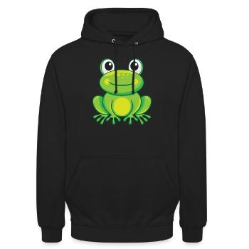 Niedlicher Frosch Lustiges Froschkost�m Niedliches - Unisex Hoodie - Schwarz - Vorne - Alina (178cm) & Michal (187cm)