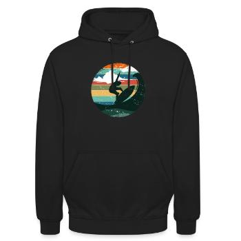Surf Surfer Beach Vintage Waves Rétro - Sweat-shirt à capuche unisexe - noir - Devant - Alina (178cm) & Michal (187cm)