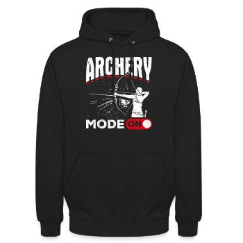 Archery Mode Bogenschütze Bogenschießen Schießspor - Unisex Hoodie - Schwarz - Vorne - Alina (178cm) & Michal (187cm)