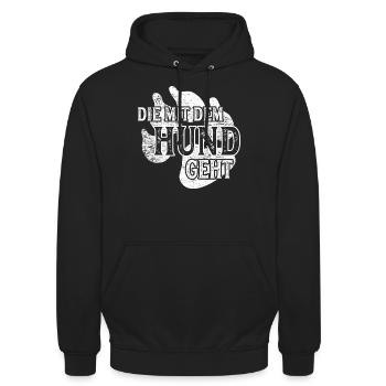 Hund Gassi gehen Spazieren - Unisex Hoodie - Schwarz - Vorne - Alina (178cm) & Michal (187cm)