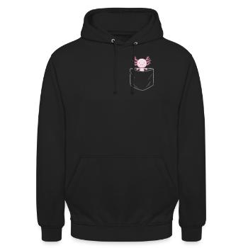 Axolotl mignon axolotl dans la poche de poitrine kawaii - Sweat-shirt à capuche unisexe - noir - Devant - Alina (178cm) & Michal (187cm)