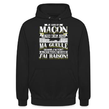 Maçon Maçonnerie Humour Dicton - Sweat-shirt à capuche unisexe - noir - Devant - Alina (178cm) & Michal (187cm)