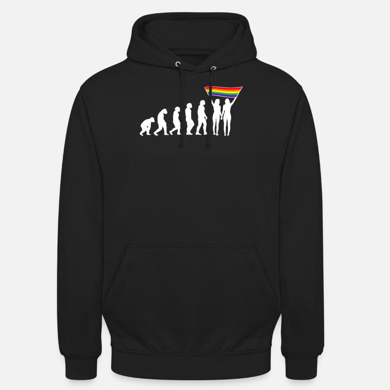 LGBTQ Evolution lesbienne pride lesbiennes drapeau - Sweat-shirt à capuche unisexe - noir