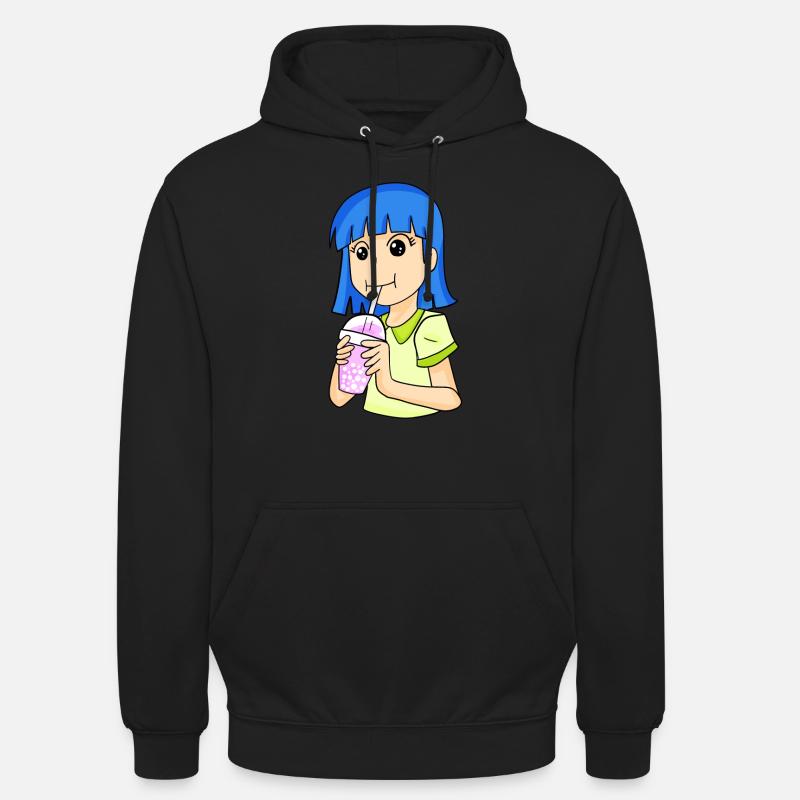 Anime Mädchen mit bubble tea - Unisex Hoodie - Schwarz