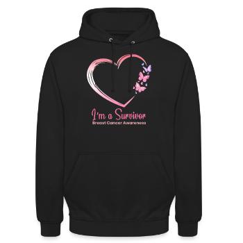 Pink Ribbon Breast Cancer Survivor Support Cancer - Sweat-shirt à capuche unisexe - noir - Devant - Alina (178cm) & Michal (187cm)