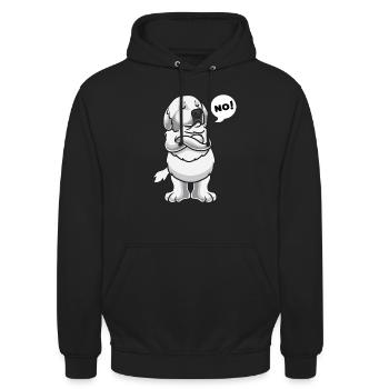 Chien de Montagne des Pyrénées Pyrenäenberghund - Unisex Hoodie - Schwarz - Vorne - Alina (178cm) & Michal (187cm)