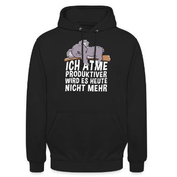 Ich atme produktiver wird es heute nicht mehr - - Unisex Hoodie - Schwarz - Vorne - Alina (178cm) & Michal (187cm)