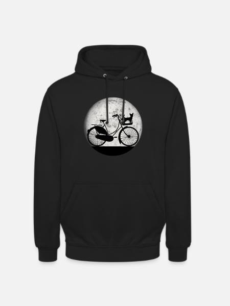 Bicycle Dog Vintage Moon Women Girls Shirt - Unisex Hoodie - black