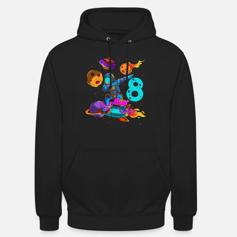Astronaute Dans l’espace 8ème anniversaire - Sweat-shirt à capuche unisexe - noir