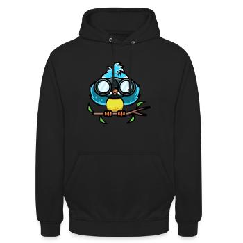 Vogelbeobachtung Blaumeise Vogel Vogelkundler - Unisex Hoodie - Schwarz - Vorne - Alina (178cm) & Michal (187cm)