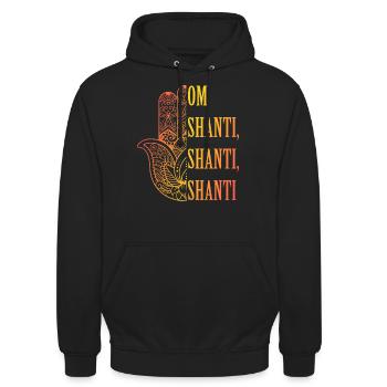 Om Shanti Hamsa Conception de la Paix Spirituelle - Sweat-shirt à capuche unisexe - noir - Devant - Alina (178cm) & Michal (187cm)