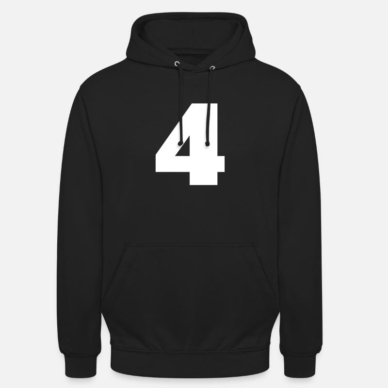 Numéro 4 Monogramme en majuscules - Sweat-shirt à capuche unisexe - noir