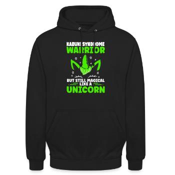 Kabuki Syndrome Awareness Green Magical Unicorn - Unisex Hoodie - Schwarz - Vorne - Alina (178cm) & Michal (187cm)