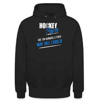 Hockey Papa Geschenk Vater Spruch - Unisex Hoodie - Schwarz - Vorne - Alina (178cm) & Michal (187cm)