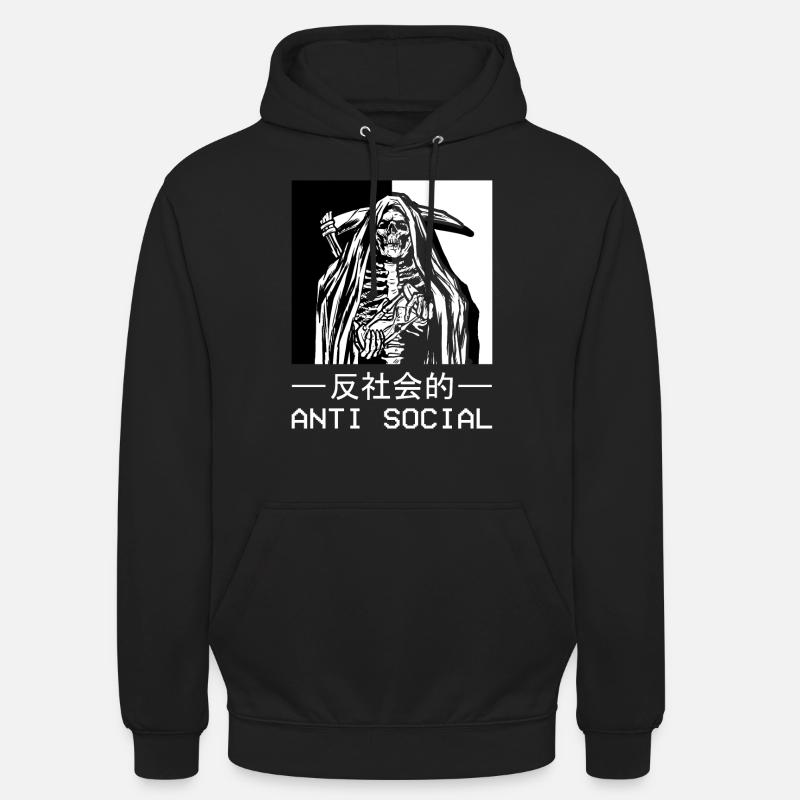 Skelett Sensenmann Antisocial Todesengel - Unisex Hoodie - Schwarz