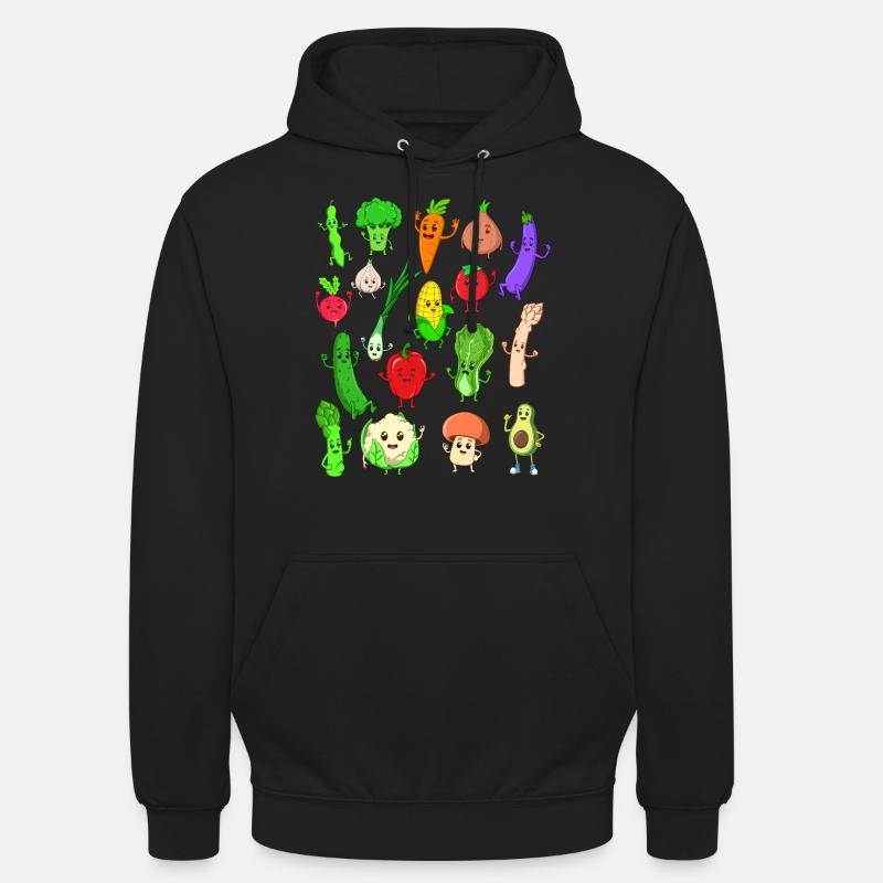 Comic Kawaii Gemüse - Unisex Hoodie - Schwarz