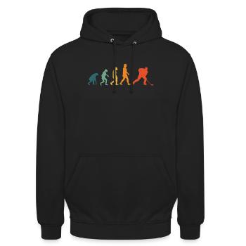Eishockey Evolution Retro Hockey - Unisex Hoodie - Schwarz - Vorne - Alina (178cm) & Michal (187cm)