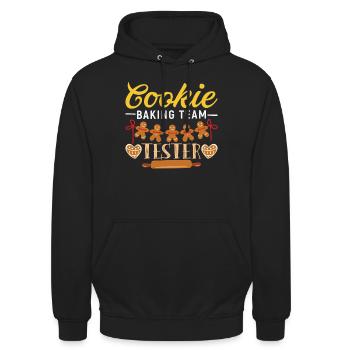 Cookie Baking Team Tester Maske Ugly Christmas - Unisex Hoodie - Schwarz - Vorne - Alina (178cm) & Michal (187cm)