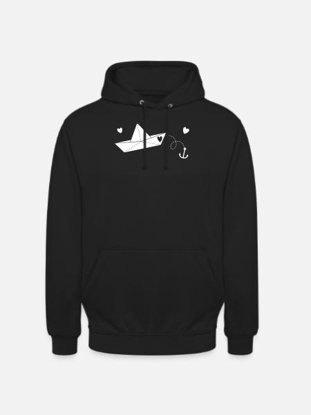 Papierboot Anker Papierschiff - Unisex Hoodie - Schwarz