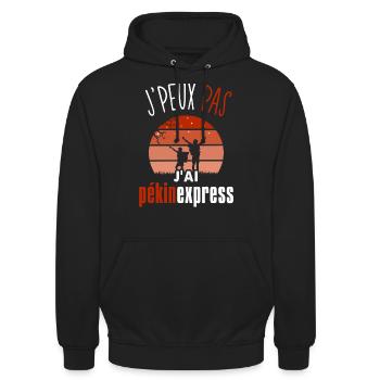 Pékin Express Je peux pas - Sweat-shirt à capuche unisexe - noir - Devant - Alina (178cm) & Michal (187cm)