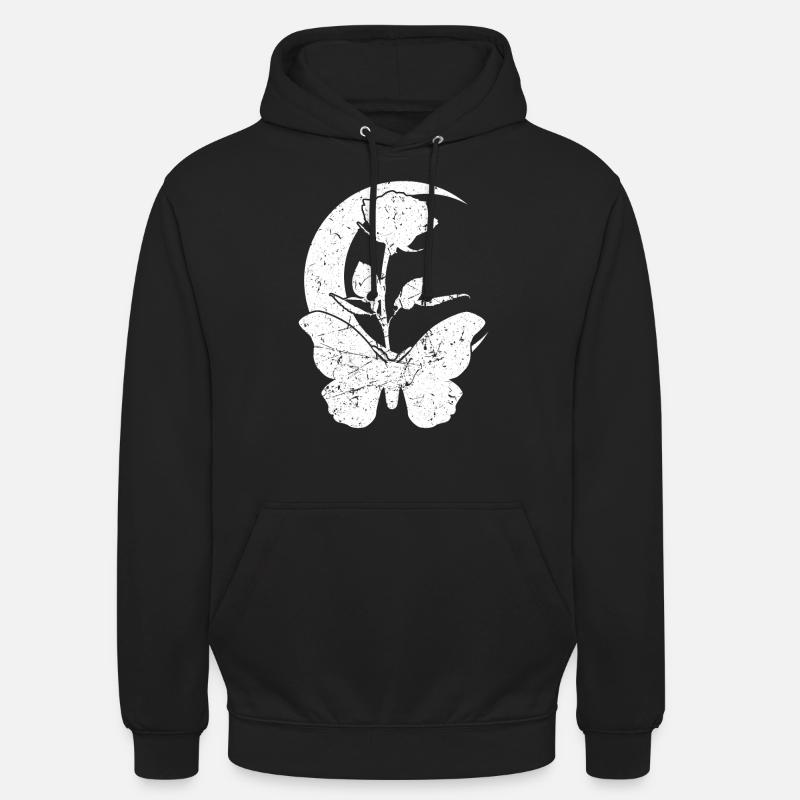 Moths Moon Rose Moth - Unisex Hoodie - black