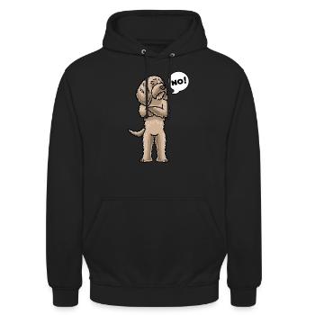 Sturer Labradoodle Hund - Unisex Hoodie - Schwarz - Vorne - Alina (178cm) & Michal (187cm)