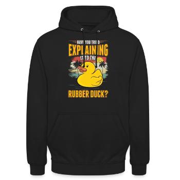 Avez-vous essayé de l'expliquer au canard en - Sweat-shirt à capuche unisexe - noir - Devant - Alina (178cm) & Michal (187cm)
