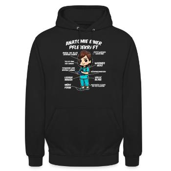 Anatomie einer Pflegekraft - Unisex Hoodie - Schwarz - Vorne - Alina (178cm) & Michal (187cm)