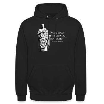 Latein - Facere docet philosophia non dicere - Unisex Hoodie - Schwarz - Vorne - Alina (178cm) & Michal (187cm)