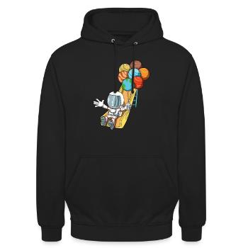 Planètes de ballon de glisse pour enfants astronautes - Sweat-shirt à capuche unisexe - noir - Devant - Alina (178cm) & Michal (187cm)