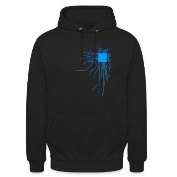 platine blau computer pc Admin Core cpu Nerd code - Unisex Hoodie - Schwarz - Vorne - Alina (178cm) & Michal (187cm)