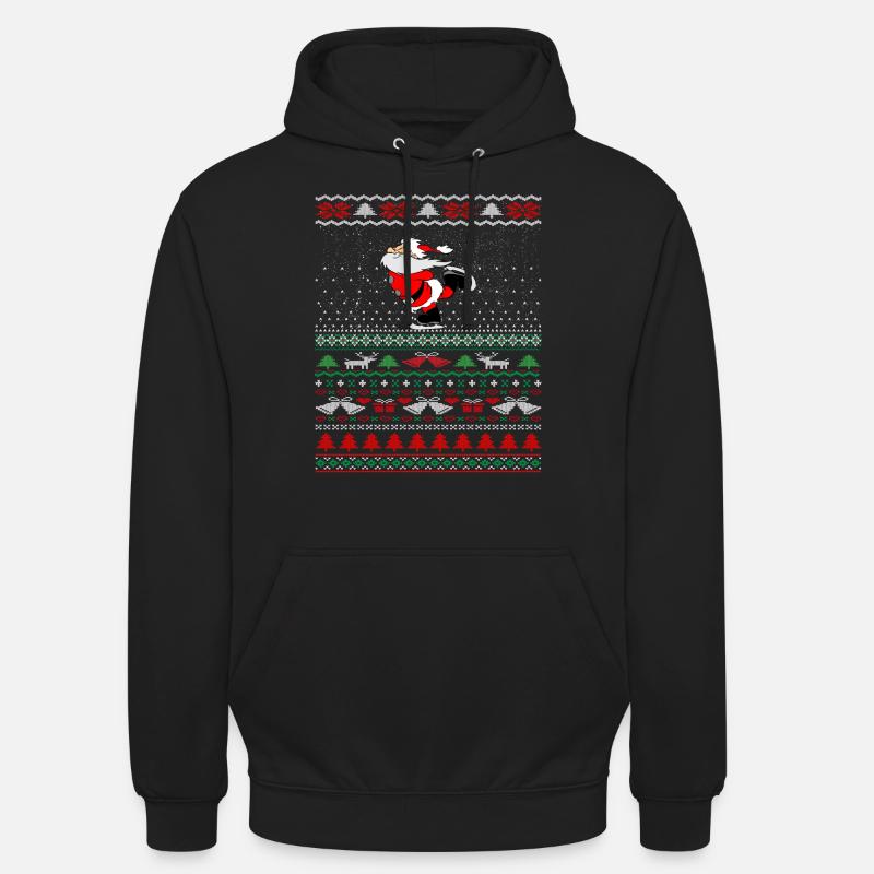 Hässlicher Weihnachtspullover Santa Skating Geschenkidee - Unisex Hoodie - Schwarz