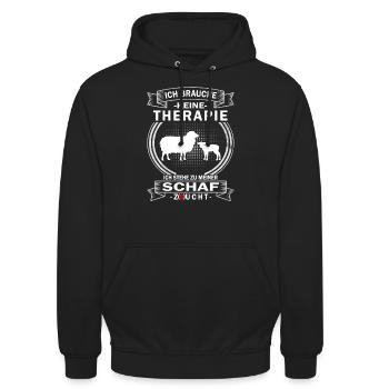 Ich brauche keine Therapie Schafe - Unisex Hoodie - Schwarz - Vorne - Alina (178cm) & Michal (187cm)