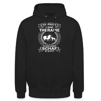 Ich brauche keine Therapie Schafe Bäuerin - Unisex Hoodie - Schwarz - Vorne - Alina (178cm) & Michal (187cm)