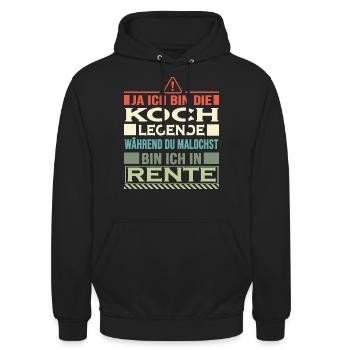 koch ihr malocht ich bin in rente - Unisex Hoodie - Schwarz - Vorne - Alina (178cm) & Michal (187cm)
