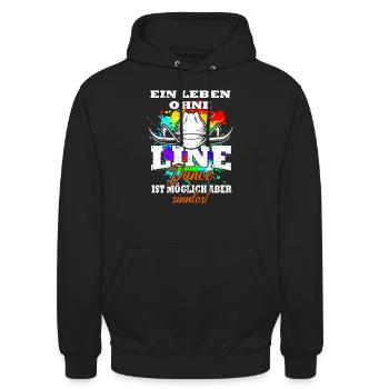 Ein Leben ohne Line Dance ist möglich aber sinnlos - Unisex Hoodie - Schwarz - Vorne - Alina (178cm) & Michal (187cm)