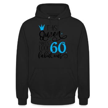 60 und fabelhaft, lustiger 60. Geburtstag, 60. Geburtstag - Unisex Hoodie - Schwarz - Vorne - Alina (178cm) & Michal (187cm)