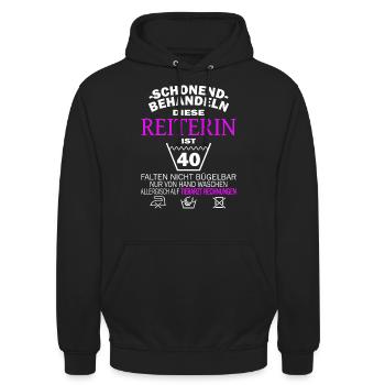 Reiterin & Pferd - 40. Geburtstag - Unisex Hoodie - Schwarz - Vorne - Alina (178cm) & Michal (187cm)