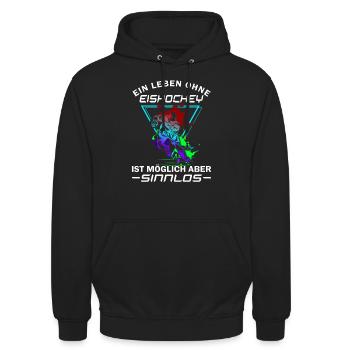 Ein Leben ohne Eishockey - Unisex Hoodie - Schwarz - Vorne - Alina (178cm) & Michal (187cm)