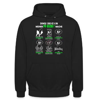 Dinge die ich in meiner Freizeit mache - Angeln - Unisex Hoodie - Schwarz - Vorne - Alina (178cm) & Michal (187cm)