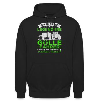 Ich bin dieser legendäre Güllefahrer - Landwirt - Unisex Hoodie - Schwarz - Vorne - Alina (178cm) & Michal (187cm)