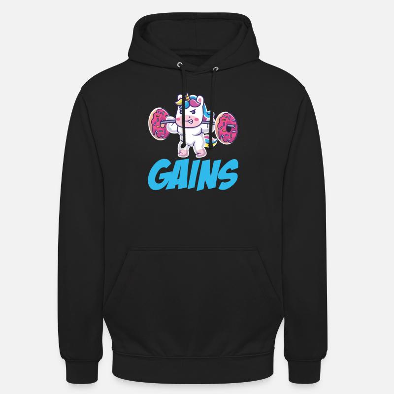 Licorne Gains - Sweat-shirt à capuche unisexe - noir