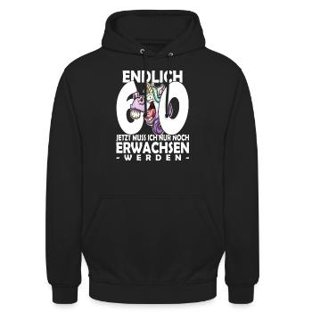 Endlich 60 Jahre - 60. Geburtstag - Unisex Hoodie - Schwarz - Vorne - Alina (178cm) & Michal (187cm)
