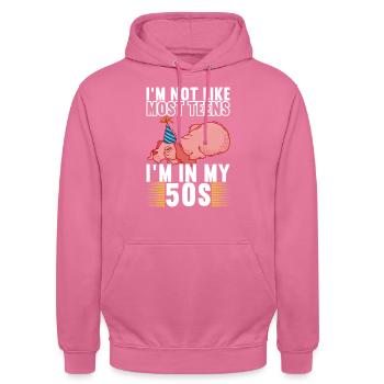 Grumpy Birthday - Unisex Hoodie - pink - Front - Alina (178cm) & Michal (187cm)