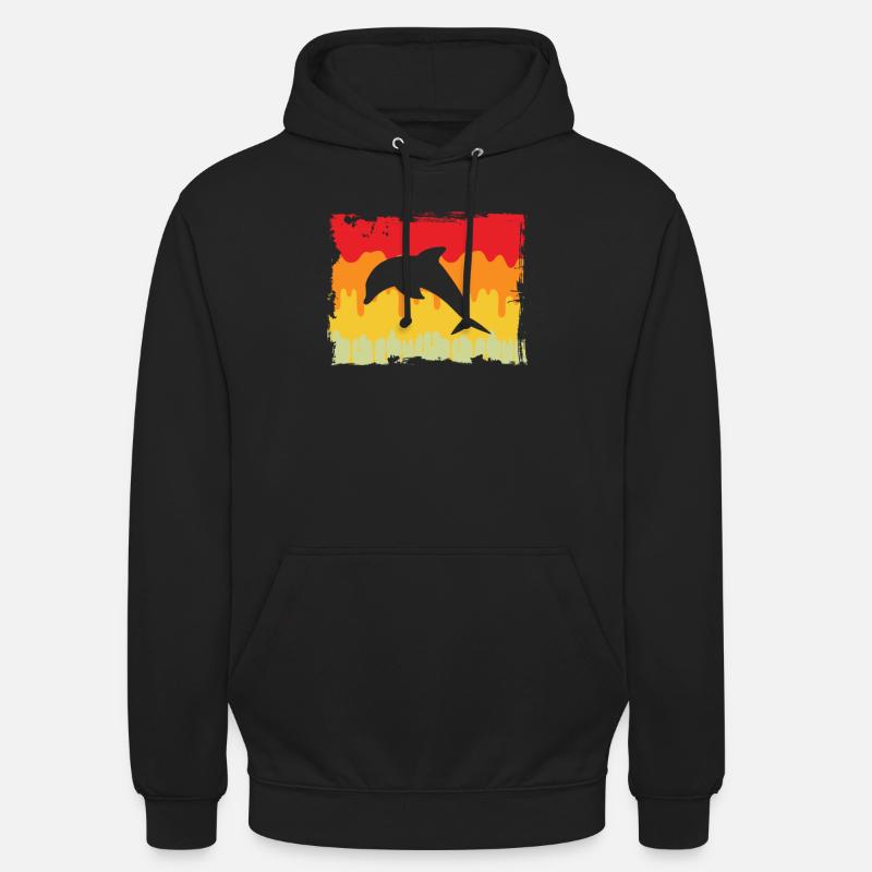Dauphin Rétro - Sweat-shirt à capuche unisexe - noir