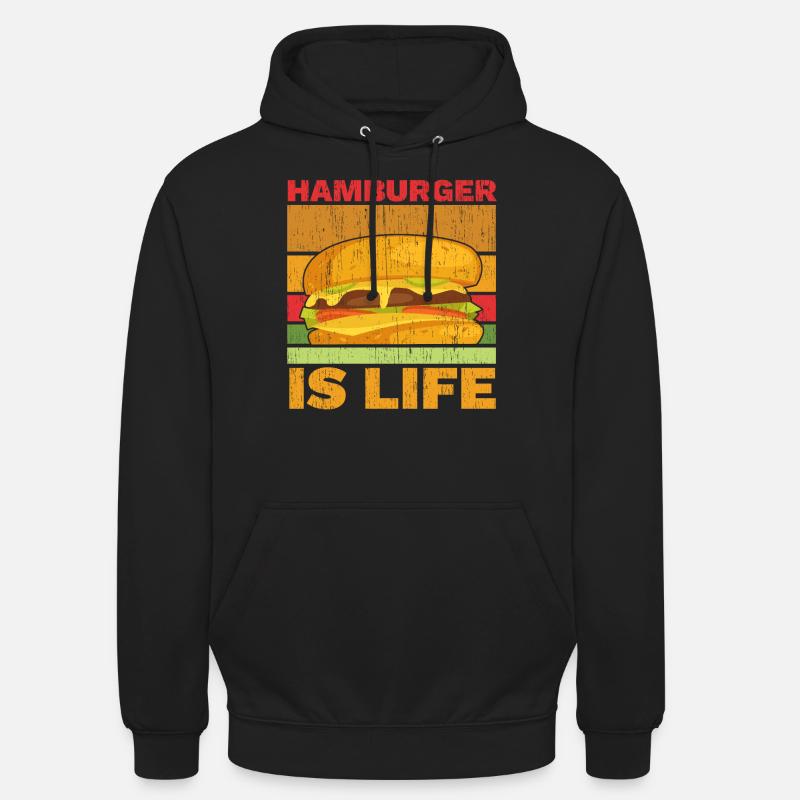 Hamburger ist Leben Burger-Esser Lebensmittel-Lieb - Sweat-shirt à capuche unisexe - noir