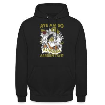 Aye Am So Handsome, Aarrren’t Aye? - Pirates - Sweat-shirt à capuche unisexe - noir - Devant - Alina (178cm) & Michal (187cm)