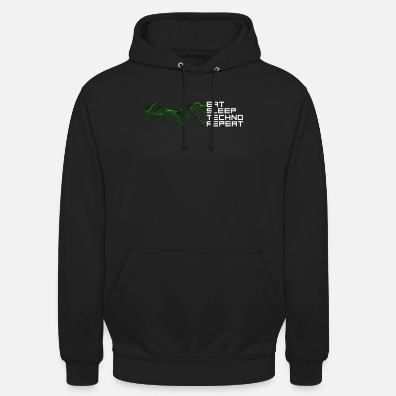 eat sleep techno repeat - Unisex Hoodie - Schwarz